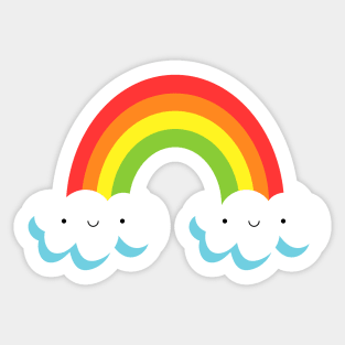 Rainbow with Happy Clouds Sticker